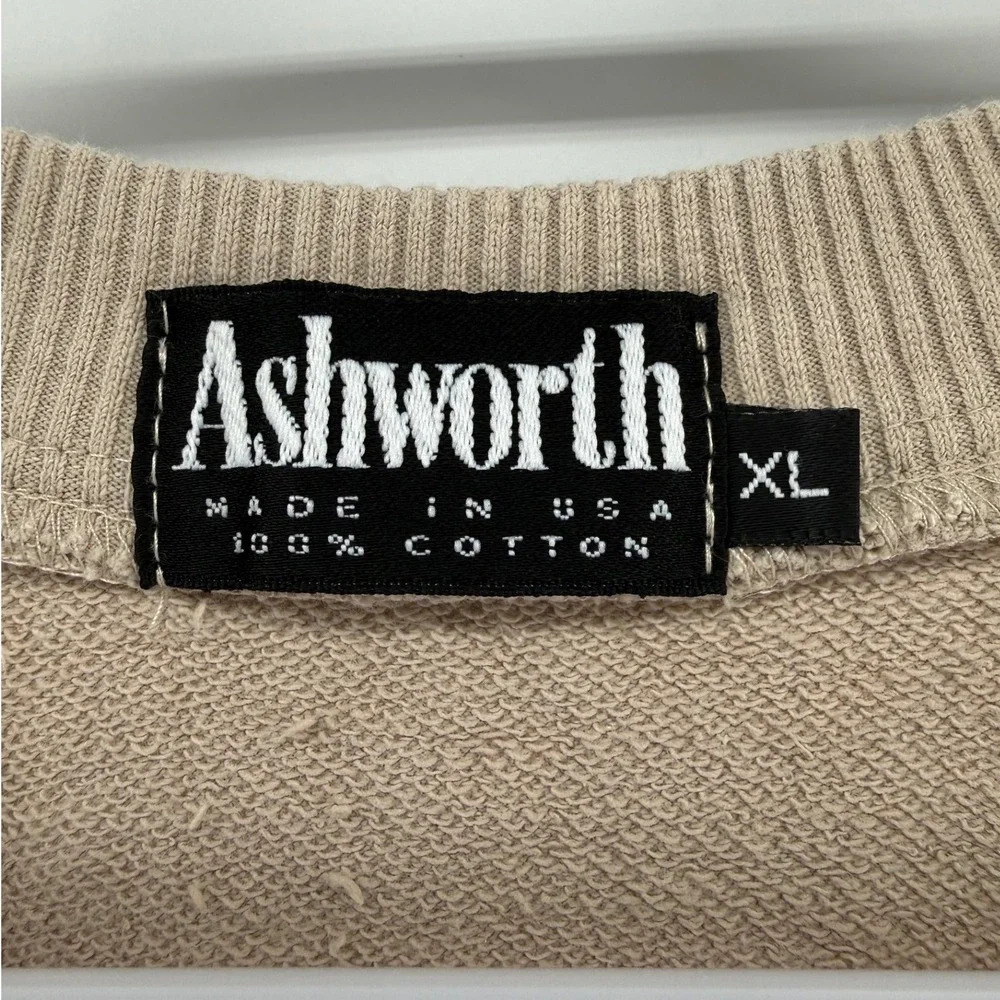 Ashworth Torrey Pines Mens XL Tan Cotton V-Neck Golf Sweater Vest Made in USA